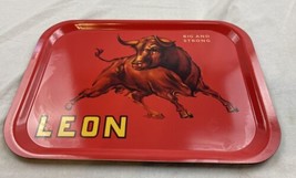 Leon Serving Tray - Red with Bull Design - Big and Strong - 15&quot; x 11&quot; EUC - £11.82 GBP