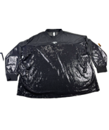 Nine West sequin womens plus 3x black top sheer detail elegant party button - $10.21