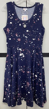 NWT LuLaRoe Large Navy Purple White Paint Splatter Knit Nikki Sleeveless Dress - £37.97 GBP