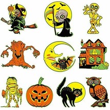 10 Pieces Halloween Cutouts Vintage Decoration Double Side Printed With ... - £17.93 GBP