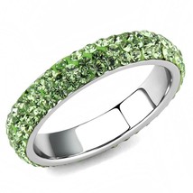 Jewel Encrusted Stainless Steel Eternity Band Lime Green Crystal TK316 - £15.98 GBP