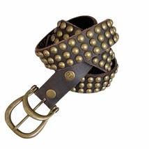 Bed Stu Brown Leather Brass Rivet Belt Size 34 - $70.13