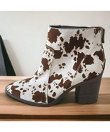 Qupid Cowgirl Coastal Core Cow Print Brown Western Pointed Toe Bootie Wo... - £30.06 GBP