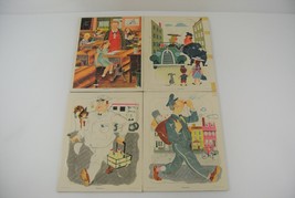 Playskool Tray Puzzle Lot of 4 Golden Press 1930&#39;s? School Police Milk &amp; Mailman - $19.34