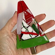 Christmas Tree Fused Glass Handmade Ornaments 3x6in Including Hook - £14.95 GBP