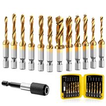 Thinkwork Combination Drill Tap &amp; Tap Bit Set, 3-in-1, 13 Pcs SAE/Metric - £23.90 GBP