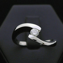 1.20Ct Round Cut Solitaire Simulated Diamond Wedding Ring 925 Silver Gold Plated - £82.78 GBP