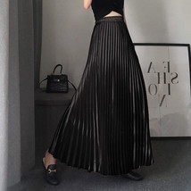 Pleated Long Skirt Party Outfit Women Pleated Skirt -Champagne, Silver, Black image 5