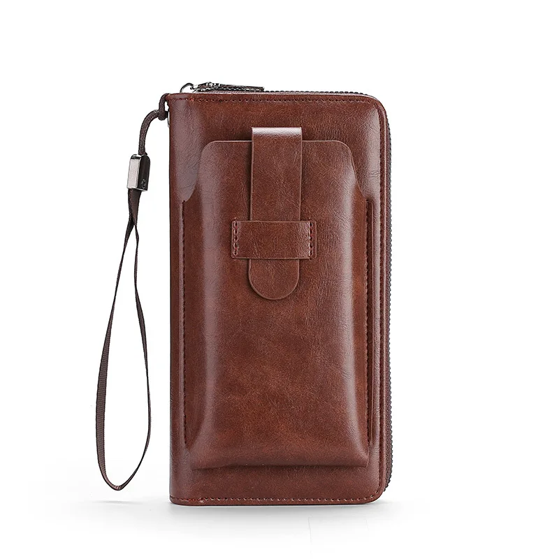 Men Unisex Pu Leather Cell Phone Purse Wallet Handbag Wristlet Pouch Card Bag Bu - £57.56 GBP