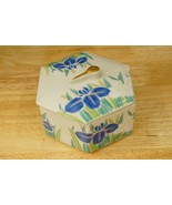Vintage Porcelain Trinket Box Stacked Canister Hex Shape Blue White Iris... - £19.54 GBP