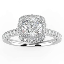 1ct Natural Diamond G-H Color SI Clarity Cushion Cut Shape Halo Ring. - £2,492.71 GBP
