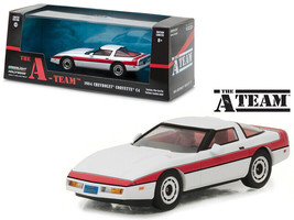 1984 Chevrolet Corvette C4 White w Red Stripe The A-Team 1983-1987 TV Series 1/4 - £25.06 GBP