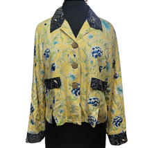 Vintage Yellow Floral Button Up Blouse Size Medium - £27.59 GBP