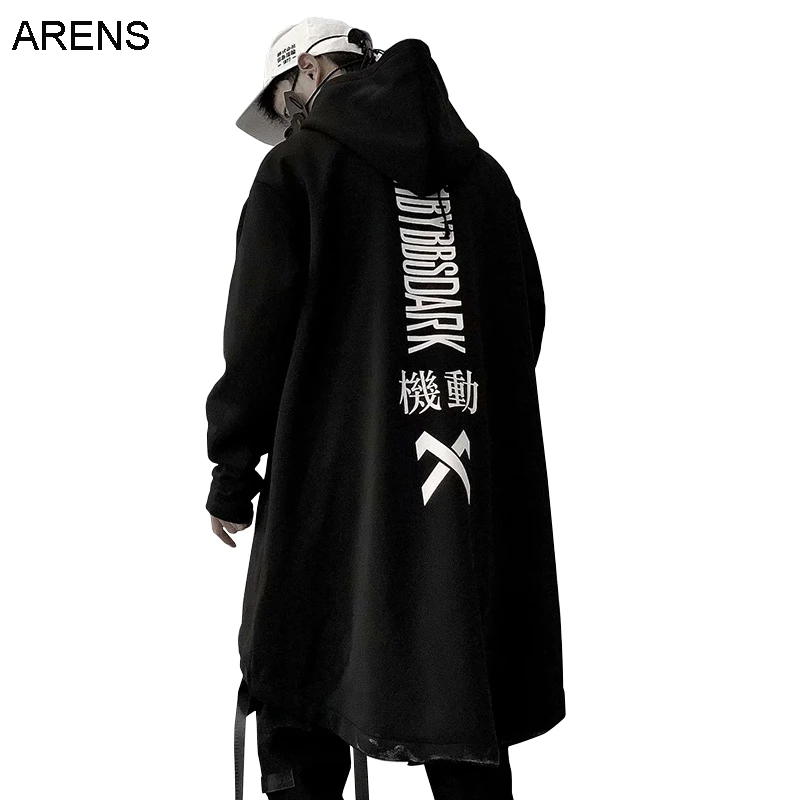 ARENS Letter Embroidered Hip Hop Cloak Long Jacket Men Casual Streetwear Harajuk - £158.20 GBP