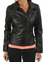 Leather Jacket S Women Size Black Women’s Small Motorcycle Biker Coat Moto M 215 - £100.86 GBP