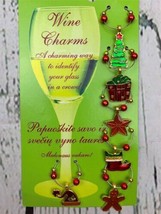 Christmas Wine Glass Charms Christmas Table Decor Set of 6 Gold Enamel C... - £15.95 GBP