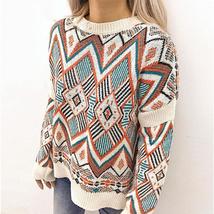 Vintage Retro Geometric Knitted Pullover Sweater - £10.06 GBP