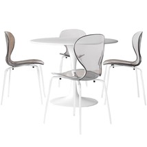 LeisureMod 5-Piece Dining Set Round White MDF Dining Table and 4 Plastic... - $705.60