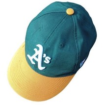 A&#39;s Green Ball Cap Hat Yellow Adjustable Baseball Youth Size - £6.89 GBP