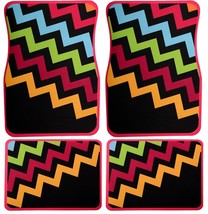4 piece set universal rubber Floor Mats W/ Chevron stripes  fits almost any car - £18.73 GBP