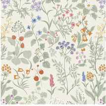 Textured Peel and Stick Floral Wallpaper in Warm Beige &amp; Green - 17.7" x... - $24.70