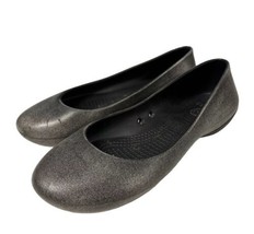 Crocs Womens Size 8 Shoes Slip On Ballet Flats Comfort Loafer Silver/black - $23.52