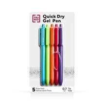 Retractable Quick Dry Gel Pens Med Point 0.7Mm Asst 5/Pk Tr54497 - £14.29 GBP