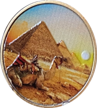 Color Camel Desert With Pryamids AA NA Medallion Camel Poem Sobriety Chip - £11.18 GBP