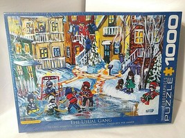 Children Winter Scene Puzzle THE USUAL GANG 1000 Pc NEW Katerina Mertikas Hockey - $33.61