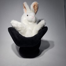 Folkmanis White Bunny Rabbit in a Black Top Hat Plush Puppet EUC - £14.84 GBP
