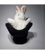 Folkmanis White Bunny Rabbit in a Black Top Hat Plush Puppet EUC - £15.14 GBP