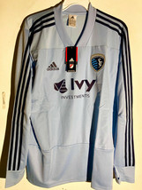 Adidas Long Sleeve Mls Jersey Kansas City Sporting Team Gray Sz M - £10.07 GBP