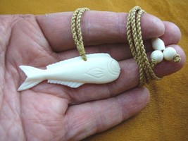 J-DOLFISH-1) White Dolphin Fish Aceh Bovine Bone Carved Pendant Mahi Necklace - £10.95 GBP