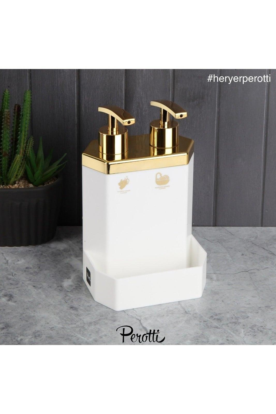 Perotti 2 Pcs Acrylic Gold Liquid Soap Dispenser Detergent Holder Kitche... - $17.40