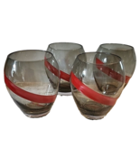 Set of 4 GH Mumm Champagne Smoked Glass Stemless Wine Glasses Red Stripe - £26.96 GBP