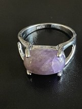 Natural Purple Amethyst S925 Silver Woman Ring Size 8 - £11.87 GBP