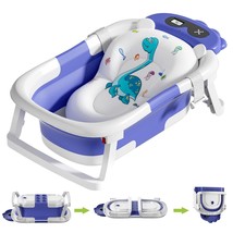 Baby Bathtub, Collapsible Baby Bathtub With Thermometer, Portable Travel... - £51.12 GBP