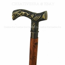 Antique Brass New Derby Head Handle Vintage Style Wooden Walking Stick Cane Gift - £27.57 GBP