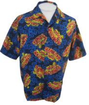 Hawaiian Tropic Men Hawaiian camp shirt L pit to pit 24 aloha suntan lotion Vtg - £19.77 GBP