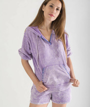 KENDALL + KYLIE Blanket Stitch Hoodie Hydrangea ( M ) - £93.39 GBP