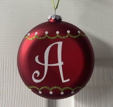 Red Dome Letter A Glass Christmas Ornament 4 inch No Tag - $12.42