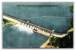 Aerial View Bagnell Dam Ozarks Missouri MO UNP Linen Postcard V18 - $1.93