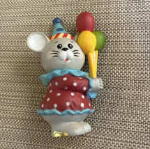 Enesco Clown Mouse &amp; Balloons Figurine Cake Topper Birthday Party 1984 Vintage - £3.87 GBP