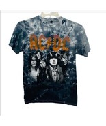 AC/DC Tie Dye Rock Band Grey White T-Shirt Size Small - $21.77