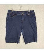 Simply Vera Wang Women&#39;s Boyfriend Short Jean Shorts Dark Wash Mid Rise ... - $13.31