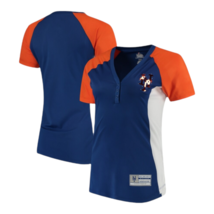 New York Mets Majestic Women&#39;s Rhinestone Henley V-Neck T-Shirt Blue Siz... - €32,17 EUR