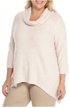 Ruby Rd 3X Sweater 3/4 Sleeve Cowl Neck Light Weight Ribbed Top  Blish MSRP $64. - £13.19 GBP