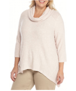 Ruby Rd 3X Sweater 3/4 Sleeve Cowl Neck Light Weight Ribbed Top  Blish M... - £13.15 GBP