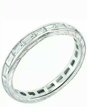 1.65ct Baguette Diamond Wedding Ring Band Full Eternity 14k White Gold Plated - £78.29 GBP