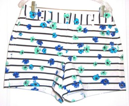 Elle Venice White Shorts w/Blue Flowers &amp; Black Stripes Shorts NWT$40 Si... - $34.64